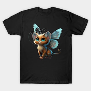 Cute Butterfly Cat Sticker T-Shirt